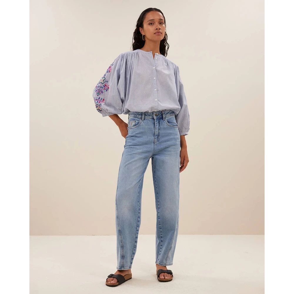 By-Bar Pinstripe Blouse Lange Mouw Becky Gray Dames