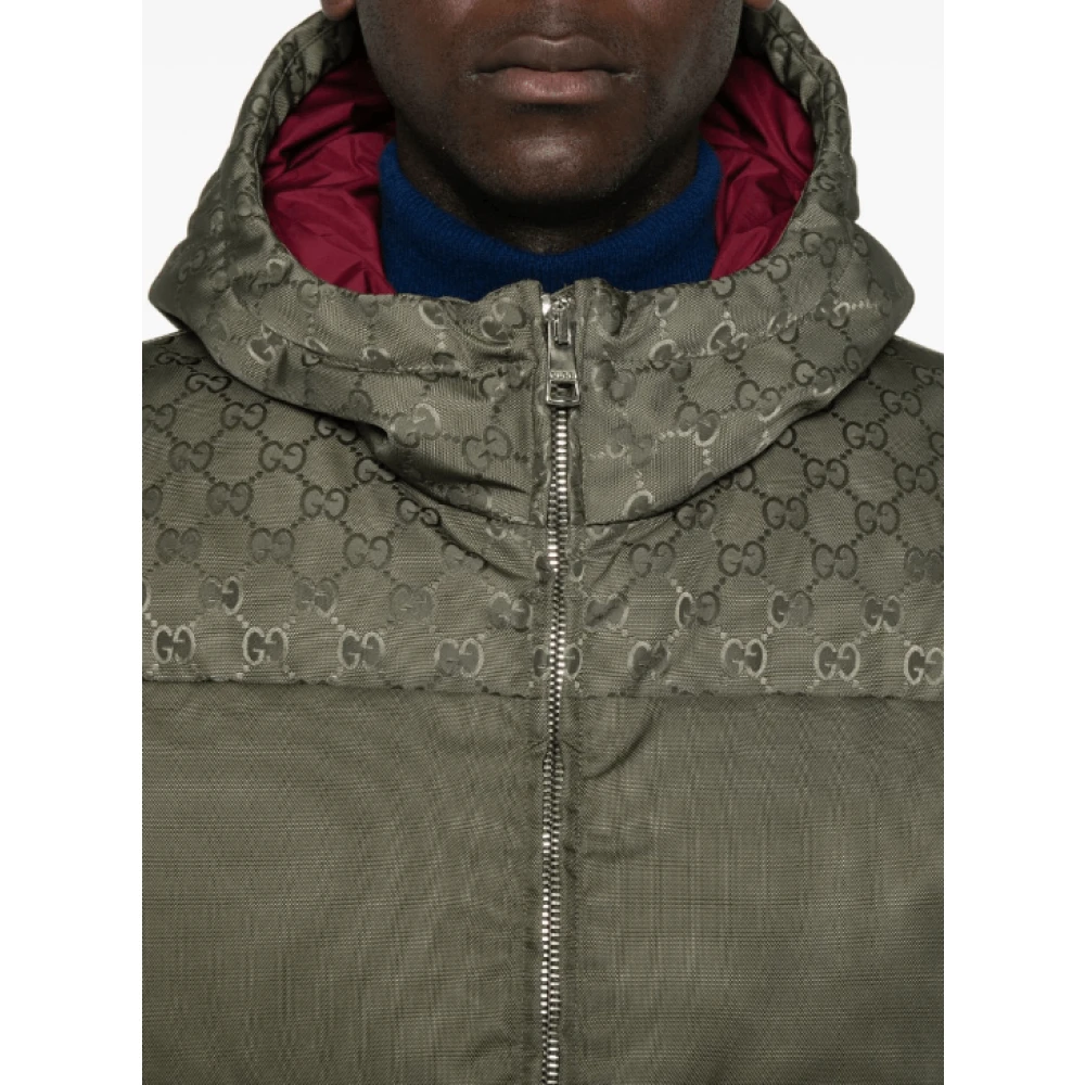 Gucci Canvas Puffer Jacket met Donsvulling Green Heren