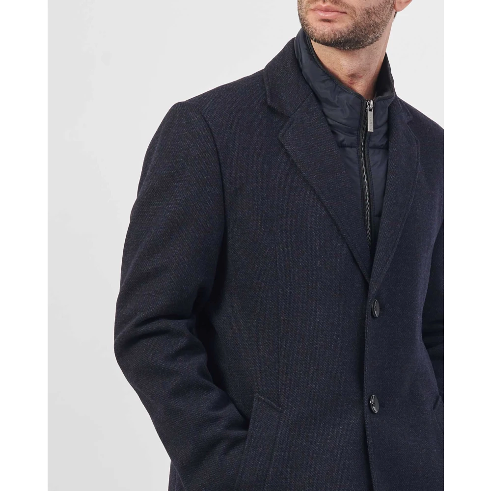 Bugatti Blauwe wollen jas met rits Blue Heren