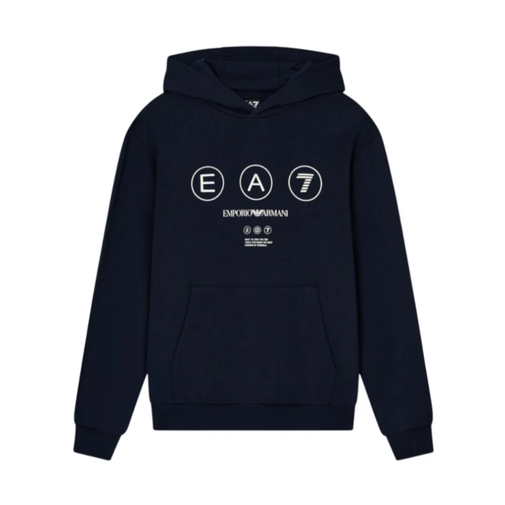 Emporio Armani Ea7 Mannelijk Blauw Hoodies & Sweatvesten Heren, 2XL, Katoen, Logo Series Hooded Sweatshirt