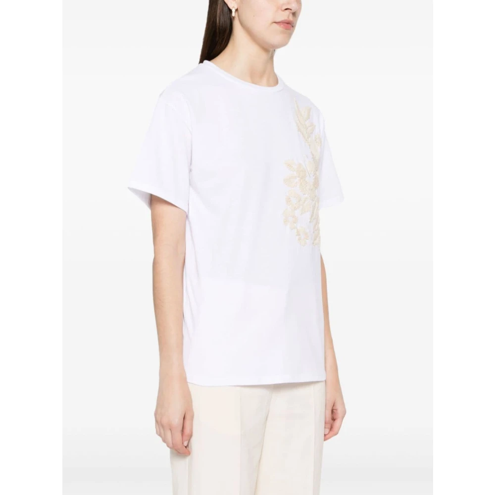 Ermanno Scervino Bloemen geborduurd T-shirt in wit White Dames