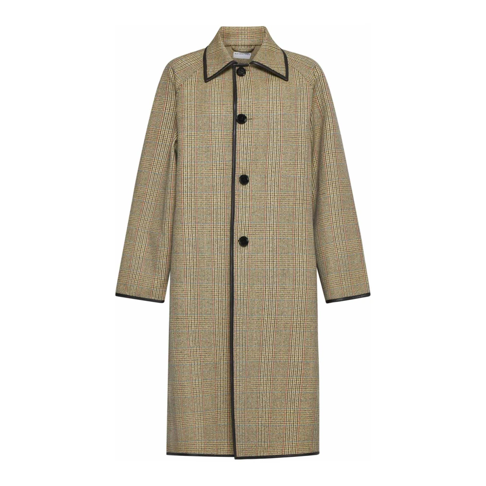 Bottega Veneta Wollen Blend Prince of Wales Jas Beige Dames