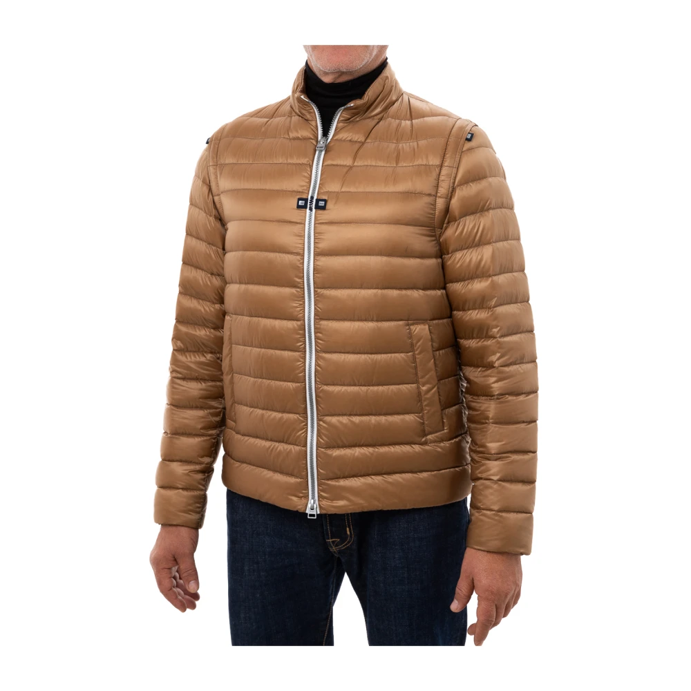 Herno Ultralichte Nylon Bomber met Afneembare Mouwen Brown Heren