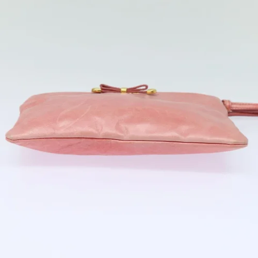 Prada Vintage Pre-owned Leather clutches Pink Dames