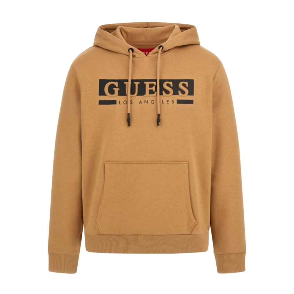 Guess Katoenen Logo Sweatshirt Hoodie Brown Heren
