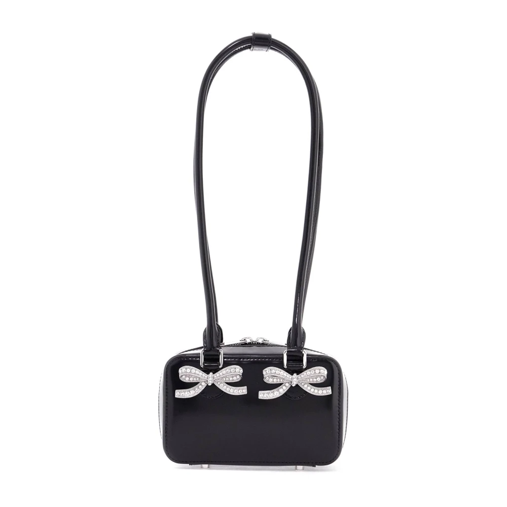 Self Portrait Gebogen Leren Schoudertas met Metalen Strikken Black Dames
