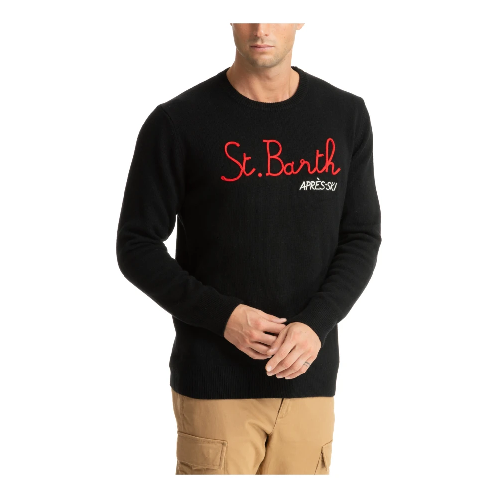 MC2 Saint Barth Abstract Patroon Sweater met Logo Borduursels Black Heren