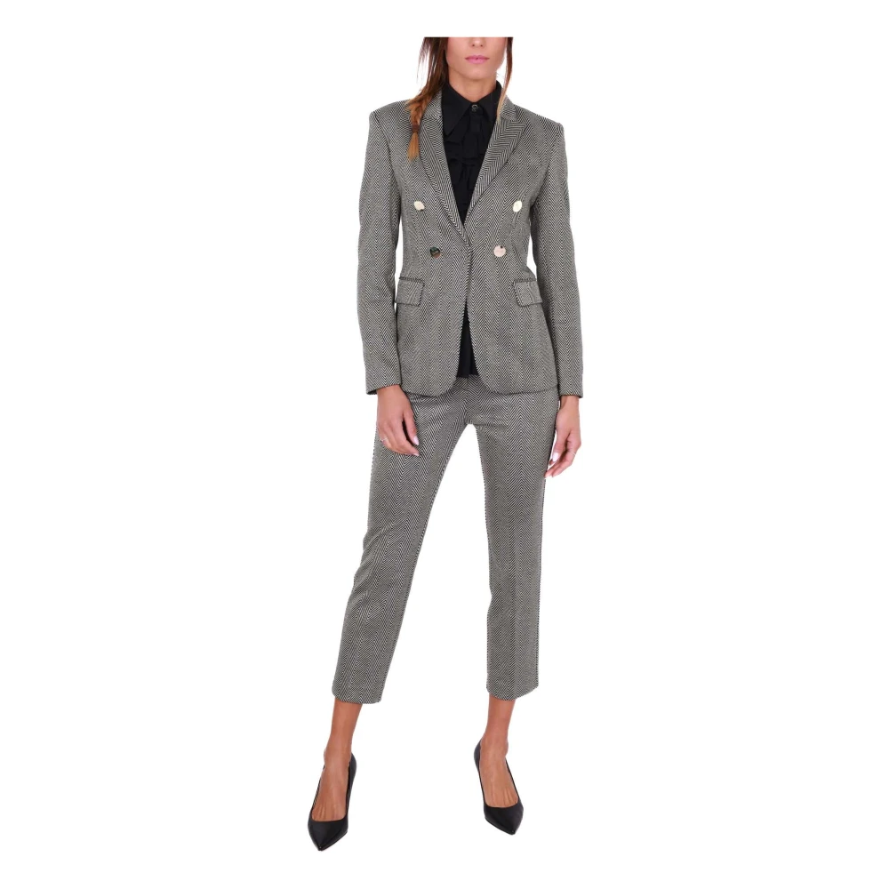 Liu Jo Zwart Chevron Patroon Blazer Jas Black Dames