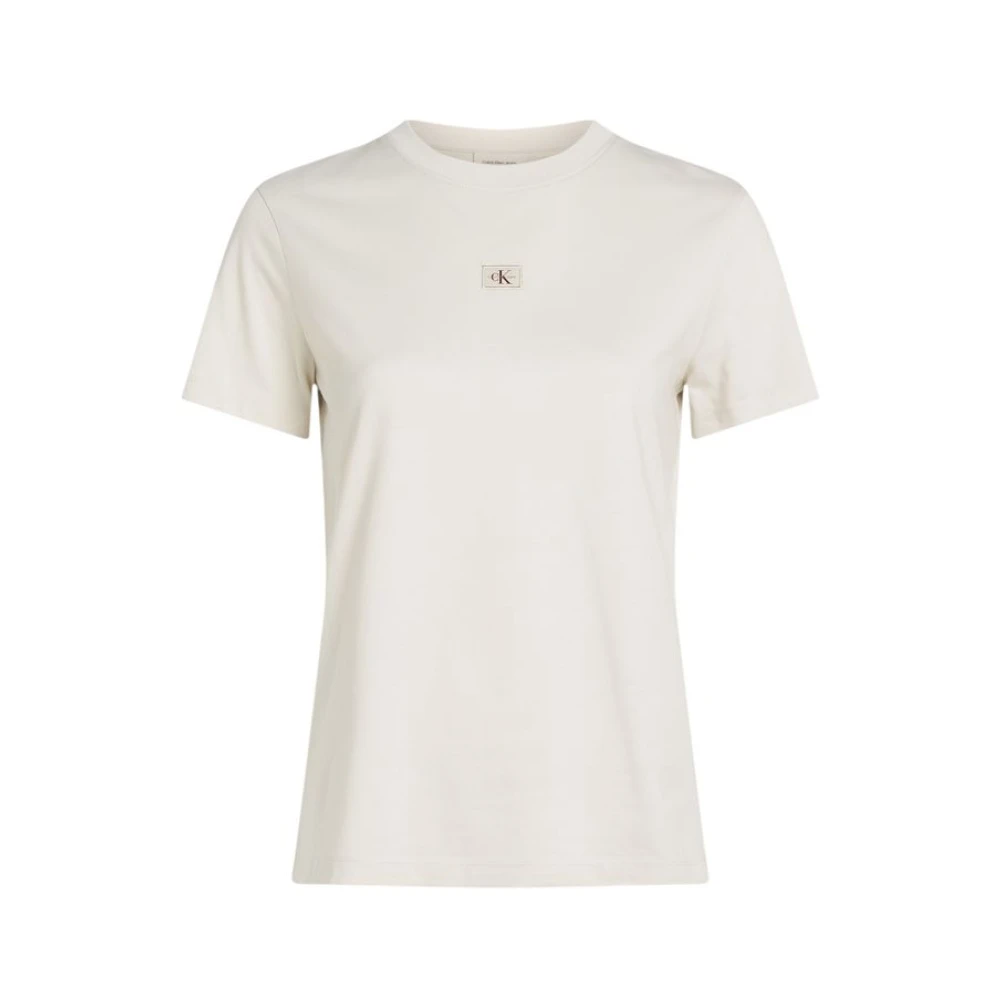 Calvin Klein Jeans Women's Beige Woven Label Regular Tee