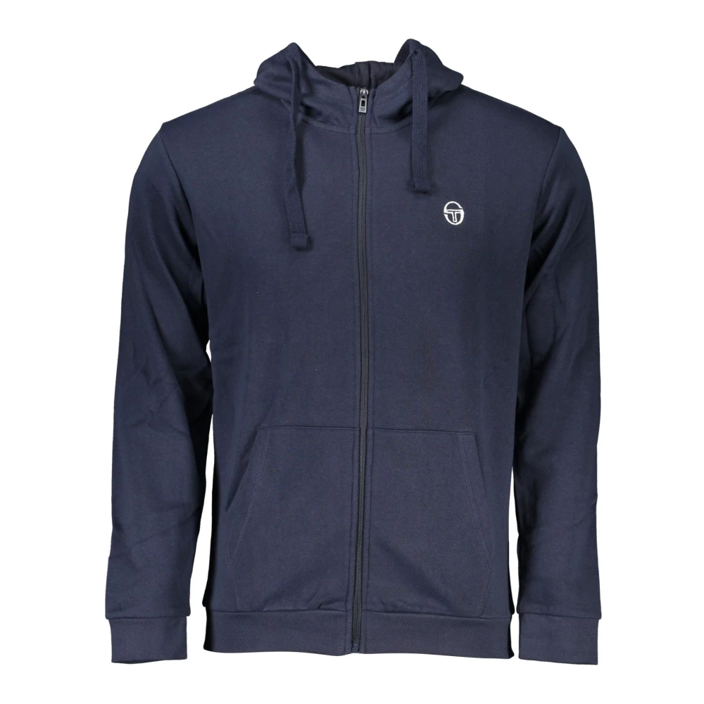 Sergio Tacchini Blauwe capuchontrui met rits van katoen Blue Heren