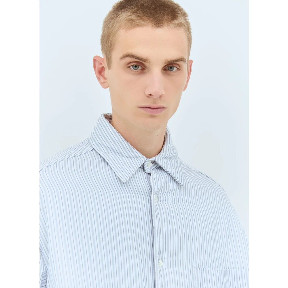 Maison Margiela Gestreept Gewatteerd Shirt Blue Heren