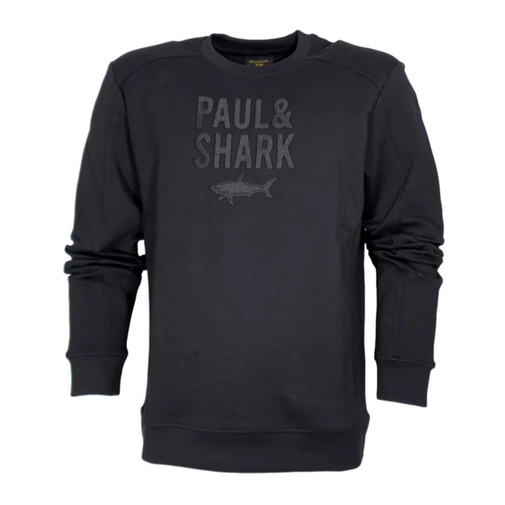 PAUL & SHARK Zwarte Crewneck Sweatshirt Lange Mouw Logo Black Heren