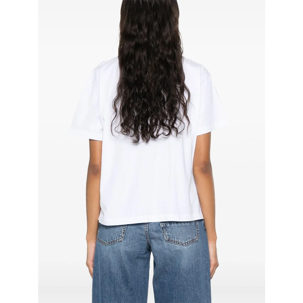 Semicouture Wit Geborduurd Motief Crew Neck T-shirt White Dames