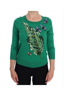 pull-en-soie-vert-ornee