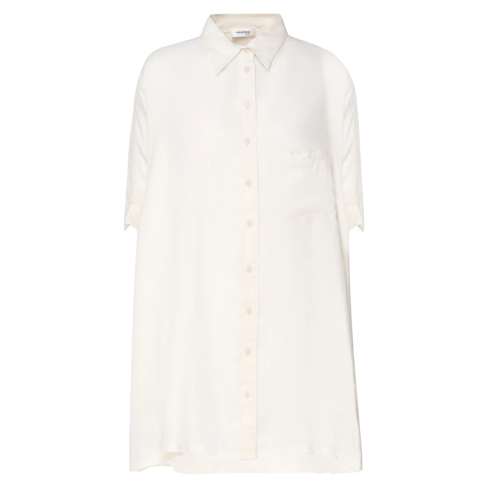 Ottod'Ame Linnen Overhemdjurk Ivoor Kleur Beige Dames