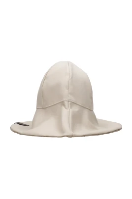 Beige Bomull Jacquard Reversibel Hatt