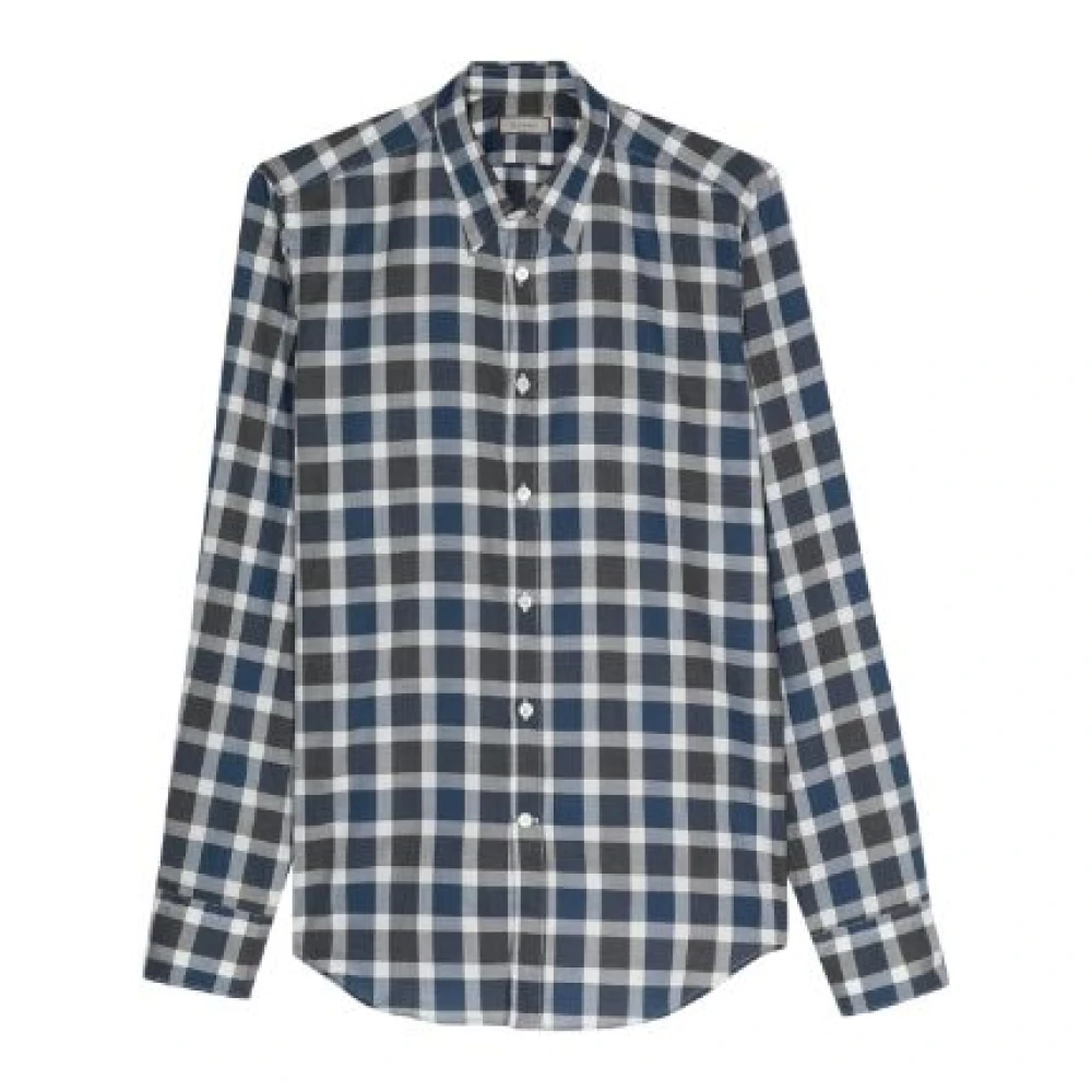 Canali Geruite Overhemd Blauw Grijs Wit Multicolor Heren