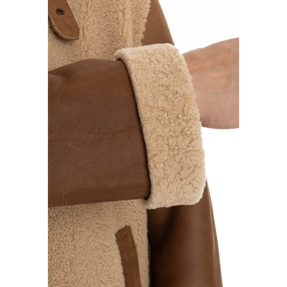 Salvatore Santoro Bruine Leren Jas Volledige Rits Brown Heren
