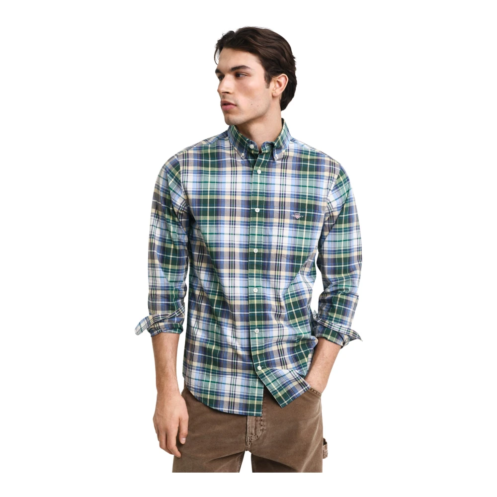 Gant Tartan Check Poplin Overhemd Multicolor Heren