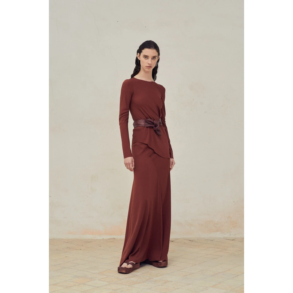 Cortana Zijden Stretch Top Boothals Asymmetrische Zoom Red Dames