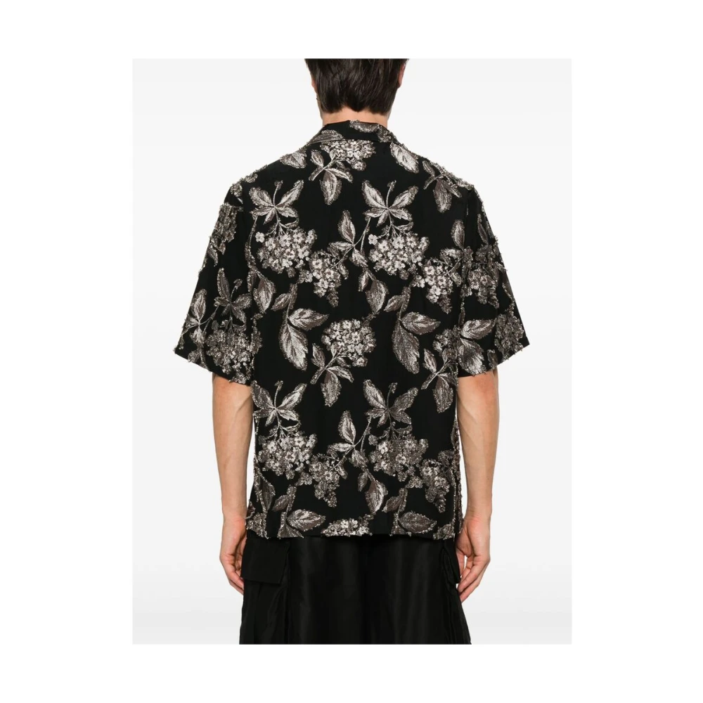 Needles Bloemen Jacquard Cuban Kraag Shirt Black Heren