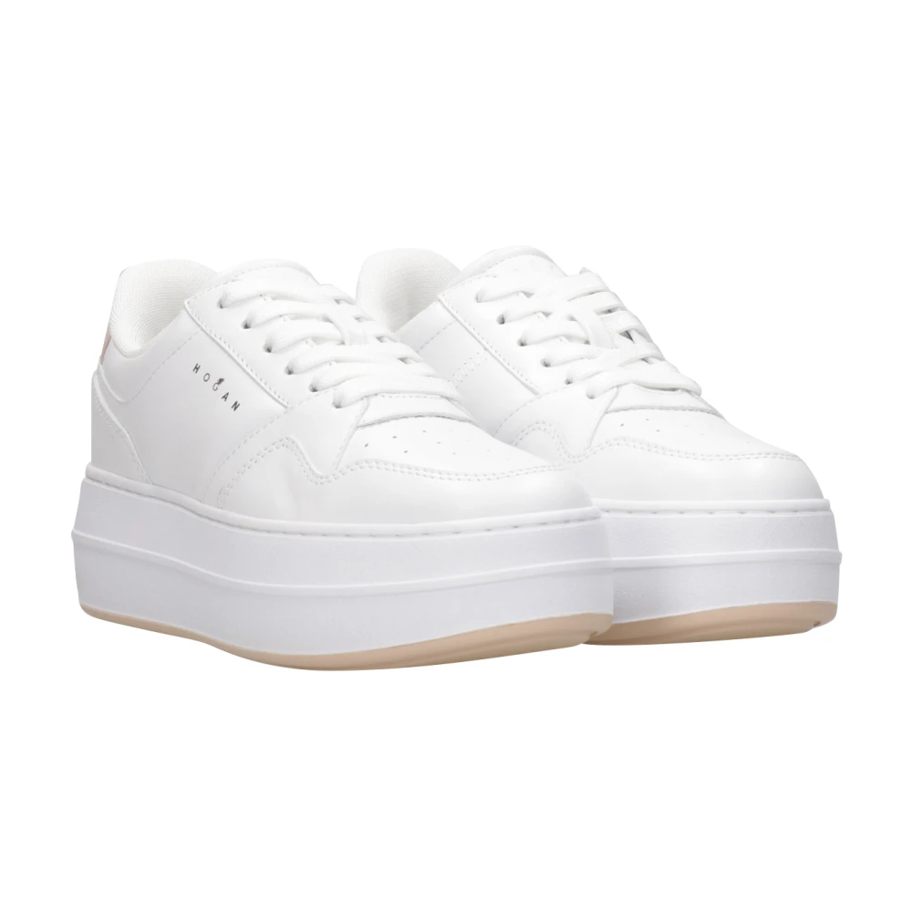 Hogan Witte+Nude Sneakers met Geheugenschuim Binnenzool White Dames