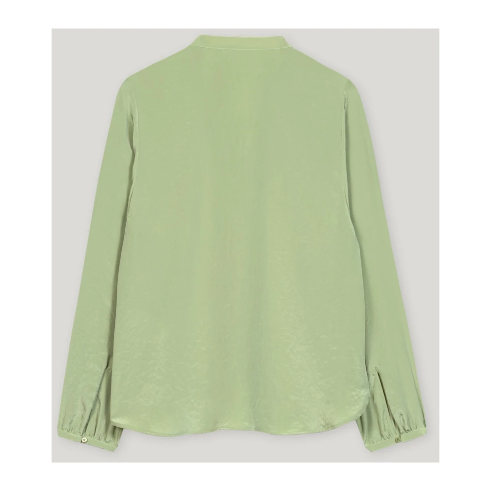 LUISA CERANO Zijden V-hals Tuniek Blouse Green Dames