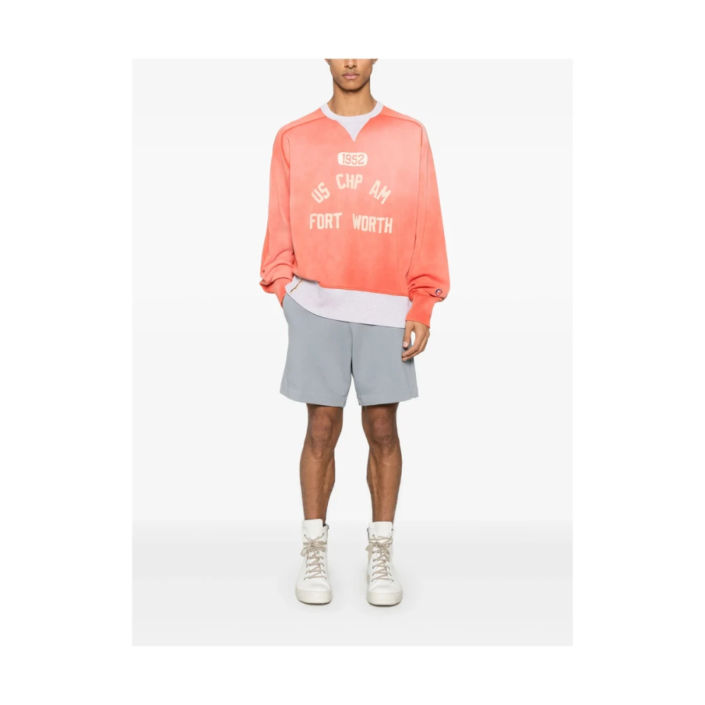 Champion Peach Orange Ribbed Crew Neck Sweatshirt Orange Heren