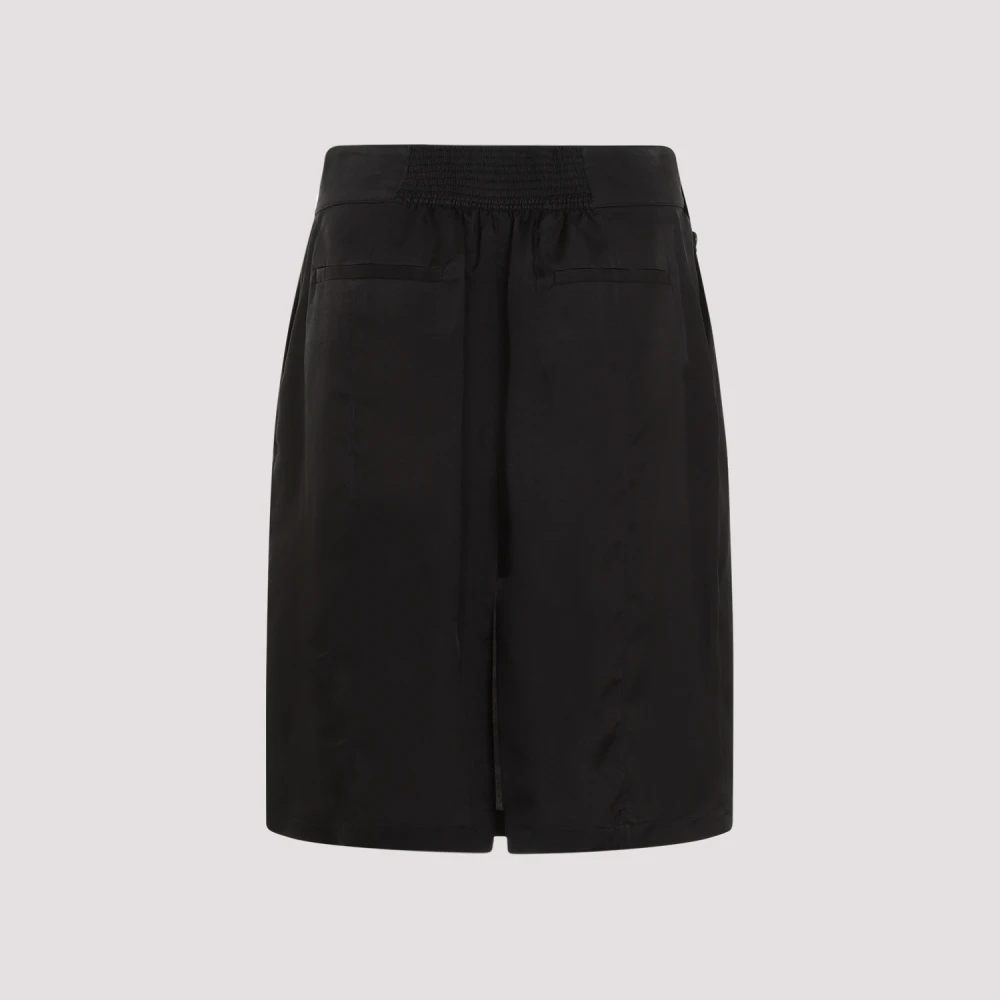 Saint Laurent Zwarte Cupro Rok met Zakken Black Dames