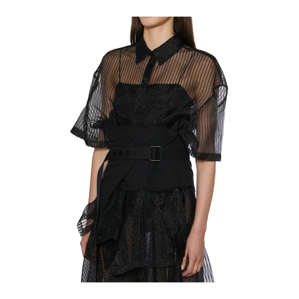 NÜ Denmark Oversized Transparante Blouse Black Dames