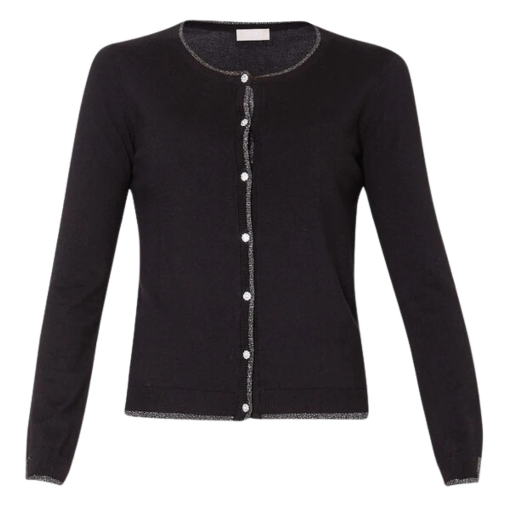 Liu Jo Zwart Viscose Cardigan Sweater Black Dames