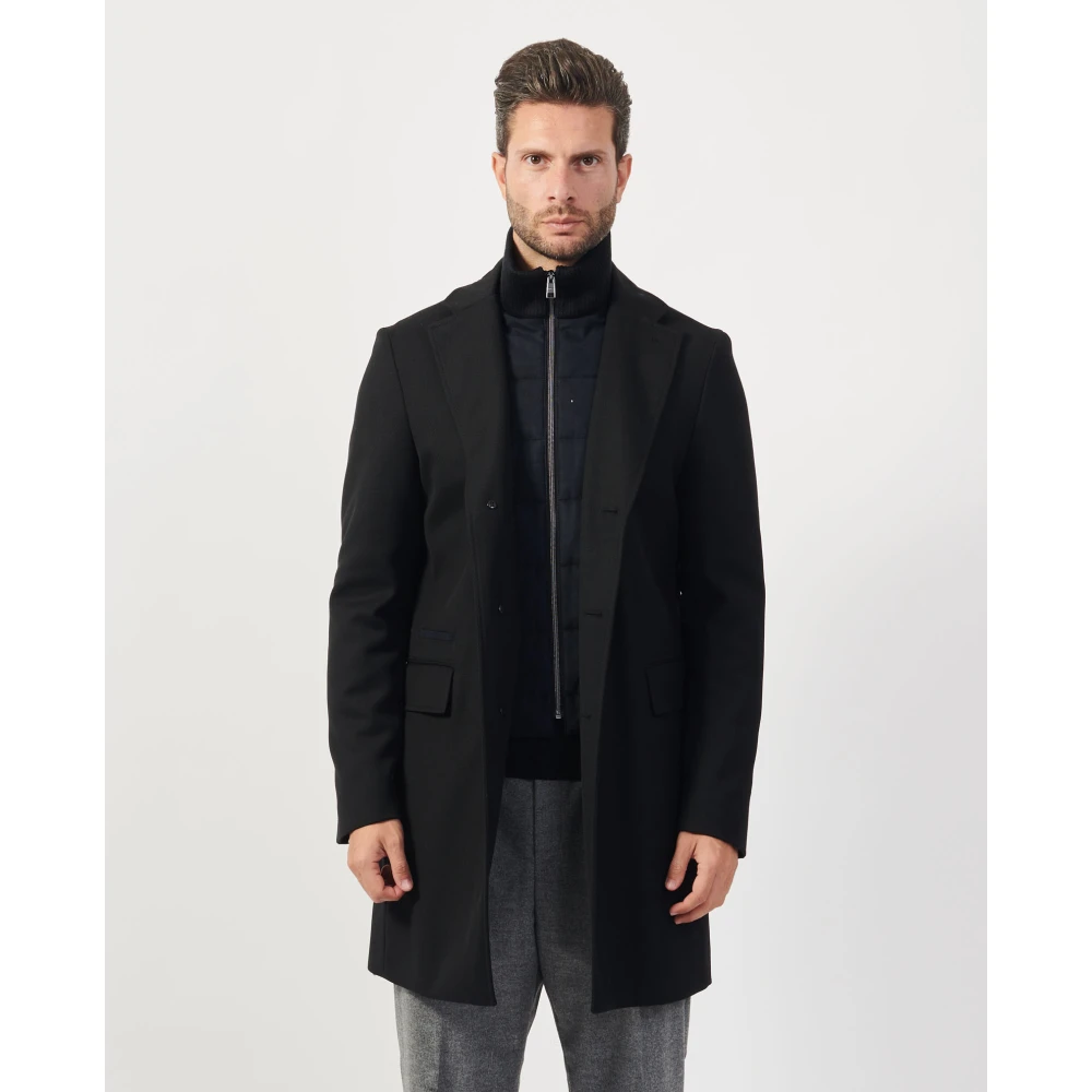 Hugo Boss Slanke wollen jas Black Heren