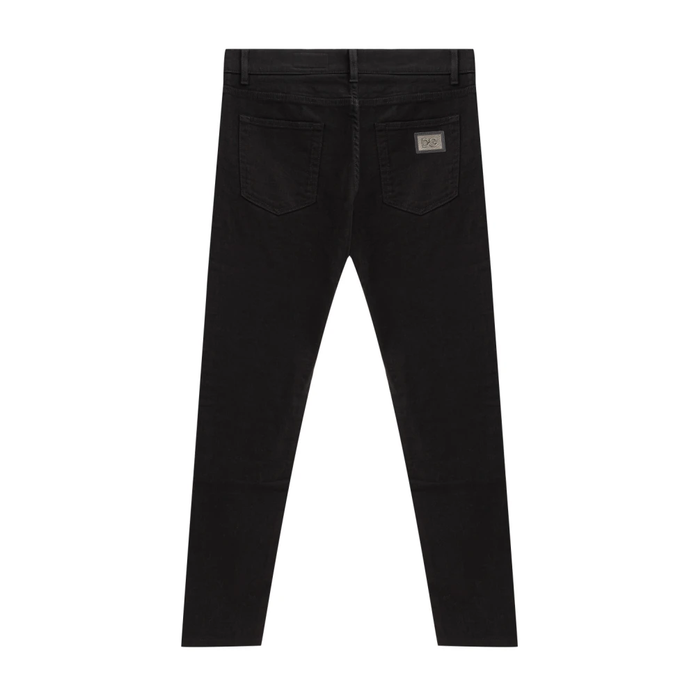 Dolce & Gabbana Skinny 5-pocket jeans met logo Black Heren