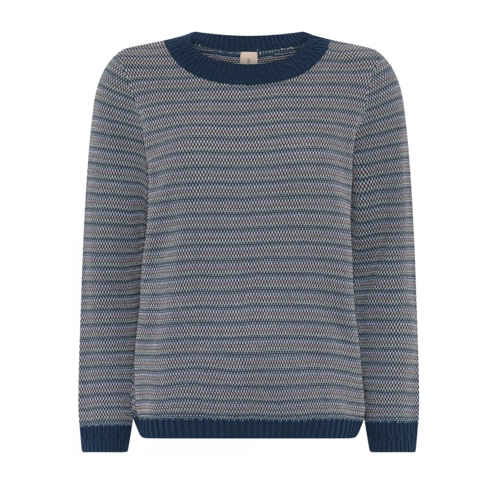 Skovhuus Blauwe Jacquard O-Neck Pullover Blouse Blue Dames