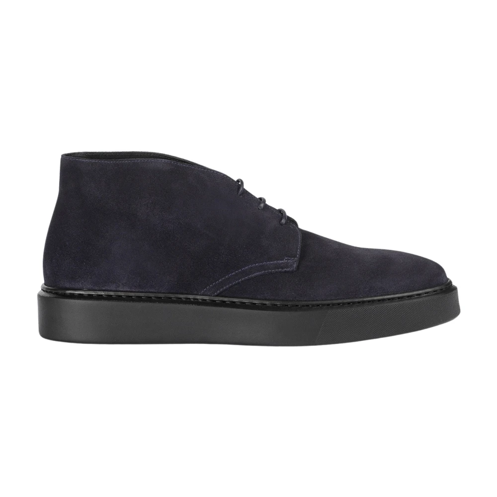 Doucal's Men's Blue Suede Lace-Up Ankle Boot