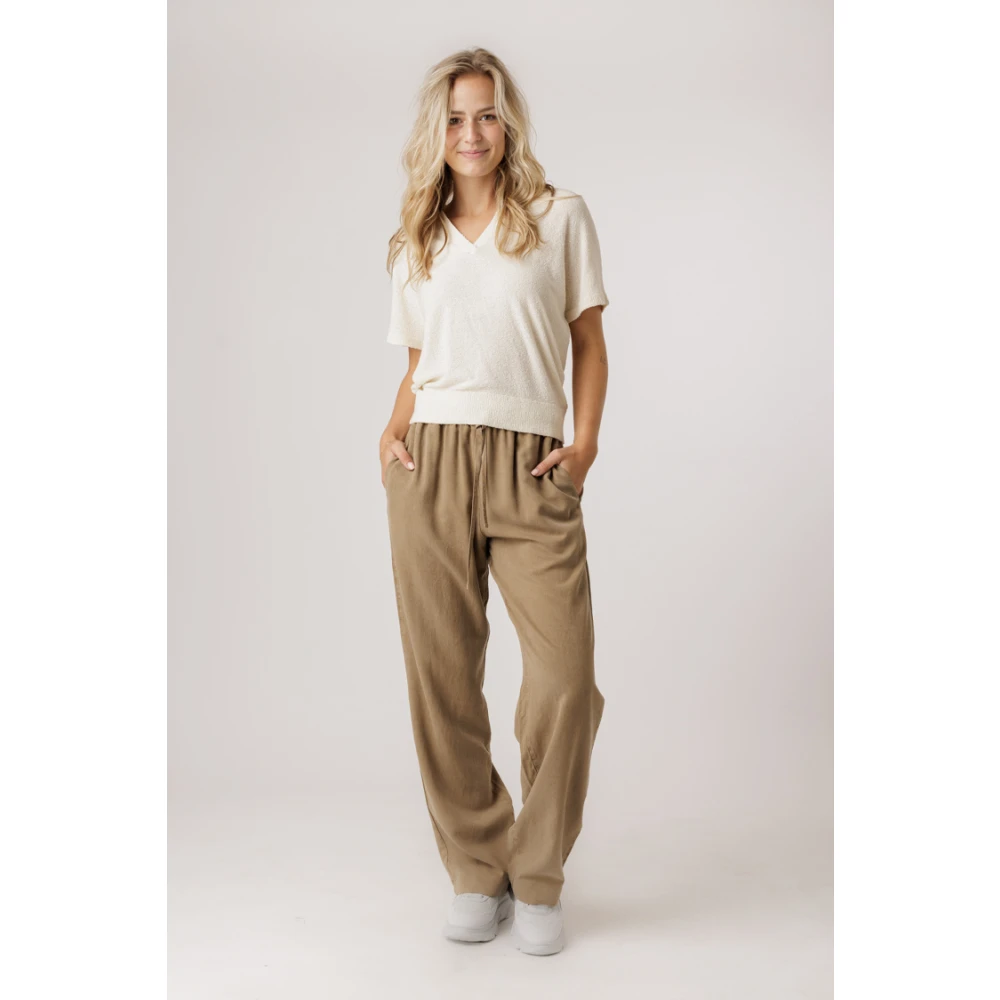Knit-ted Off White V-Hals Top Beige Dames