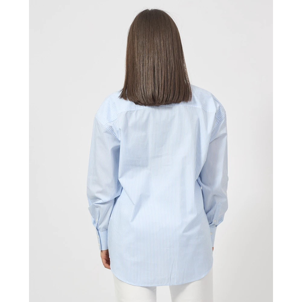 Guess Blauw Gestreepte Oversized Shirt Blue Dames