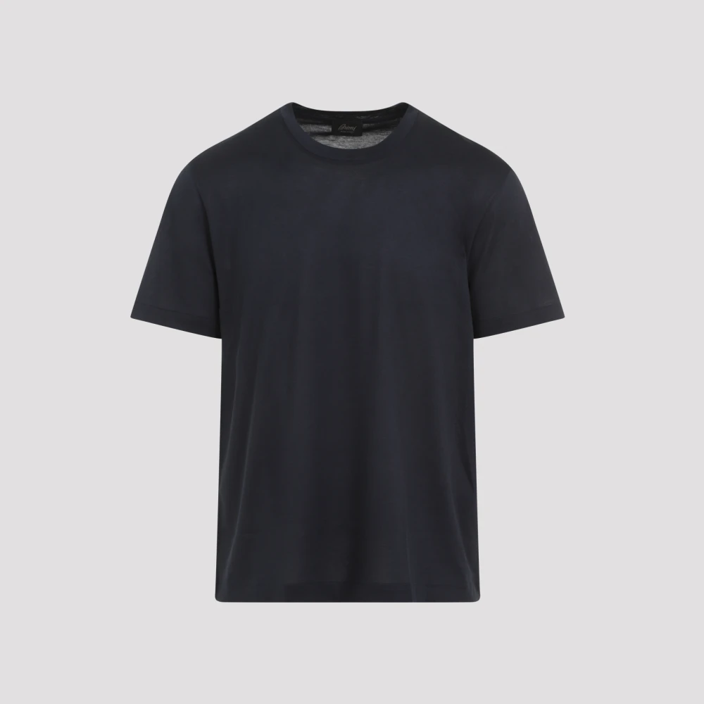 Brioni Blauwe Zijden T-Shirt Blue Heren
