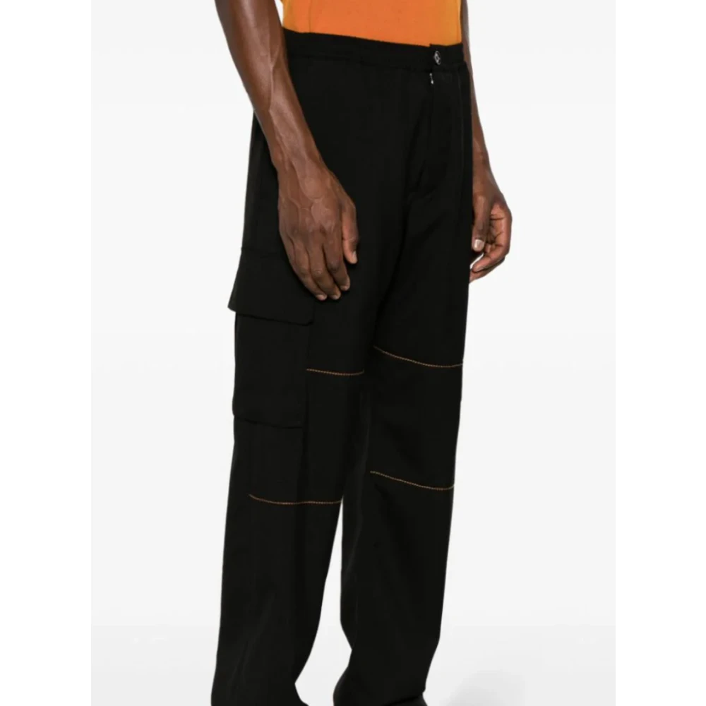 Marni Zwarte Cargo Broek met Oranje Stiksels Black Heren