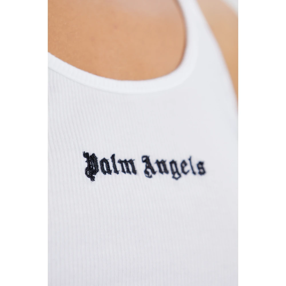 Palm Angels Top met geborduurd logo White Dames
