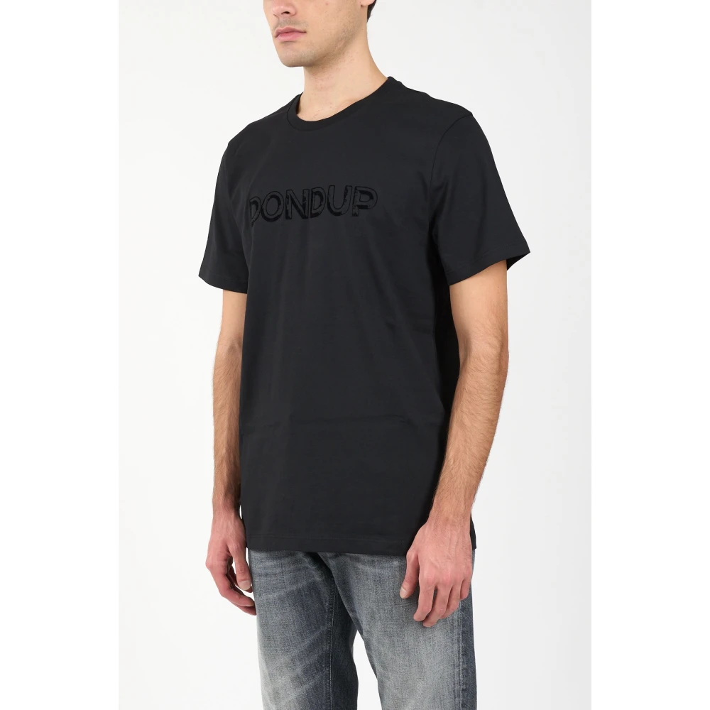 Dondup Jersey T-shirt met flocklogo Black Heren