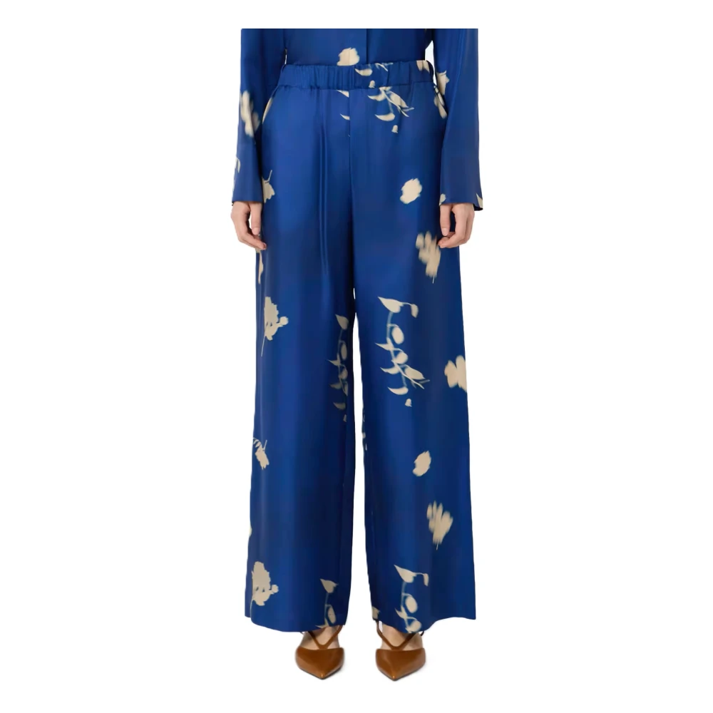 Max Mara Women's Blue Helga Wide Trousers - Wide Trousers - 2XS - Trousers