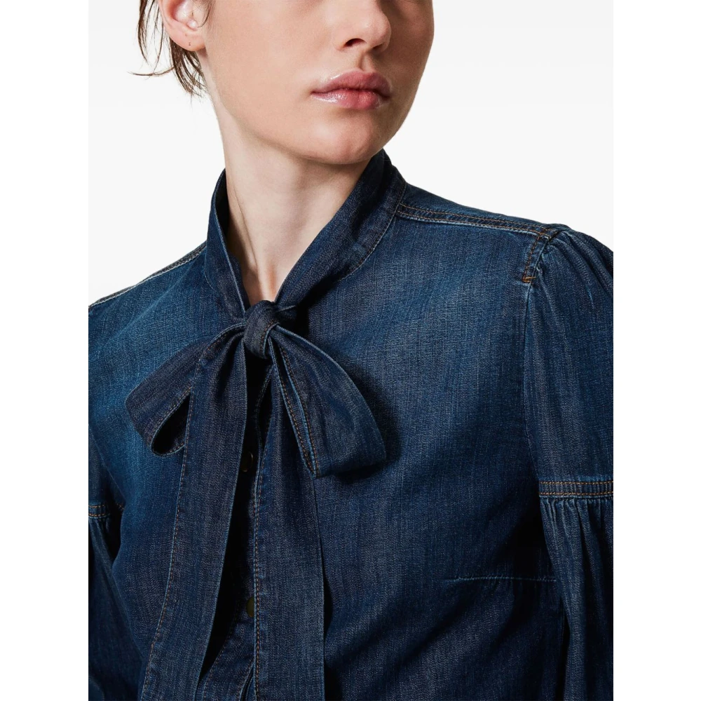 Twinset Blauw Overhemd met Drukknopen Blue Dames