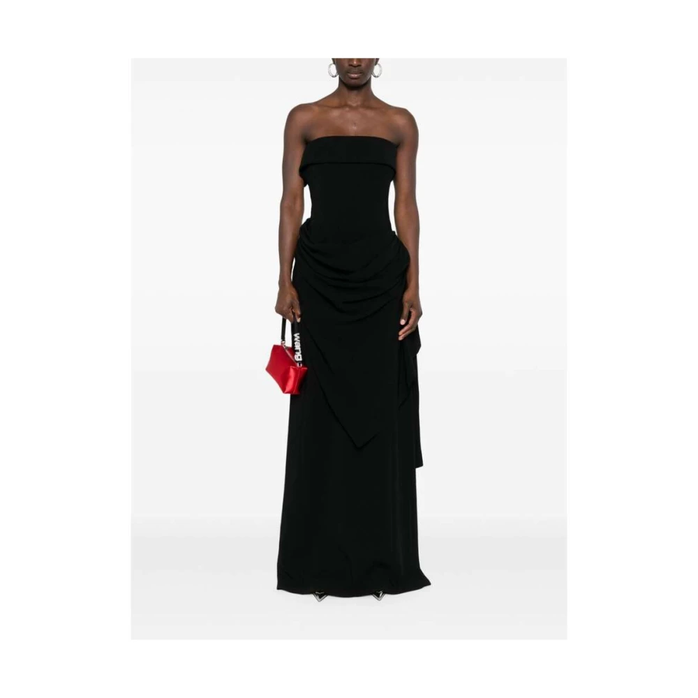 Dsquared2 Zwarte Strapless Gedrapeerde Jurk Black Dames