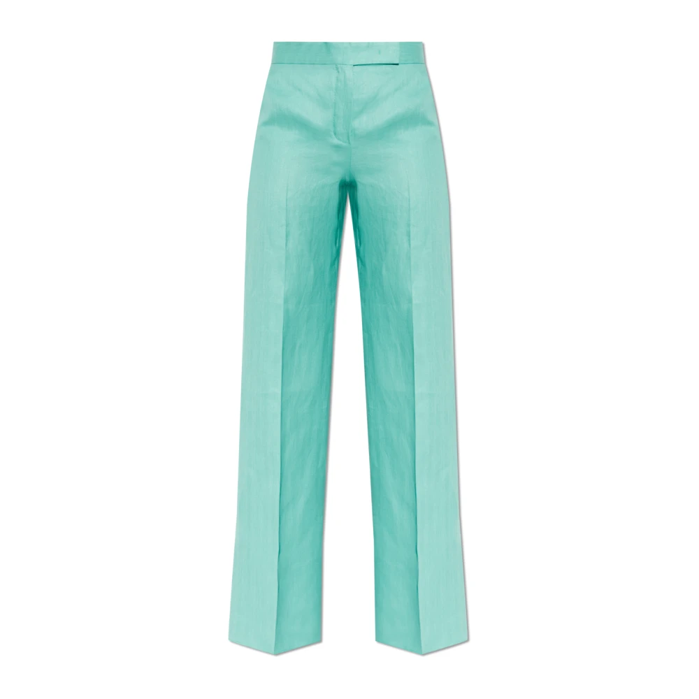 Max Mara Women's Green Deserto Linen Trousers - Wide Trousers - M - Trousers