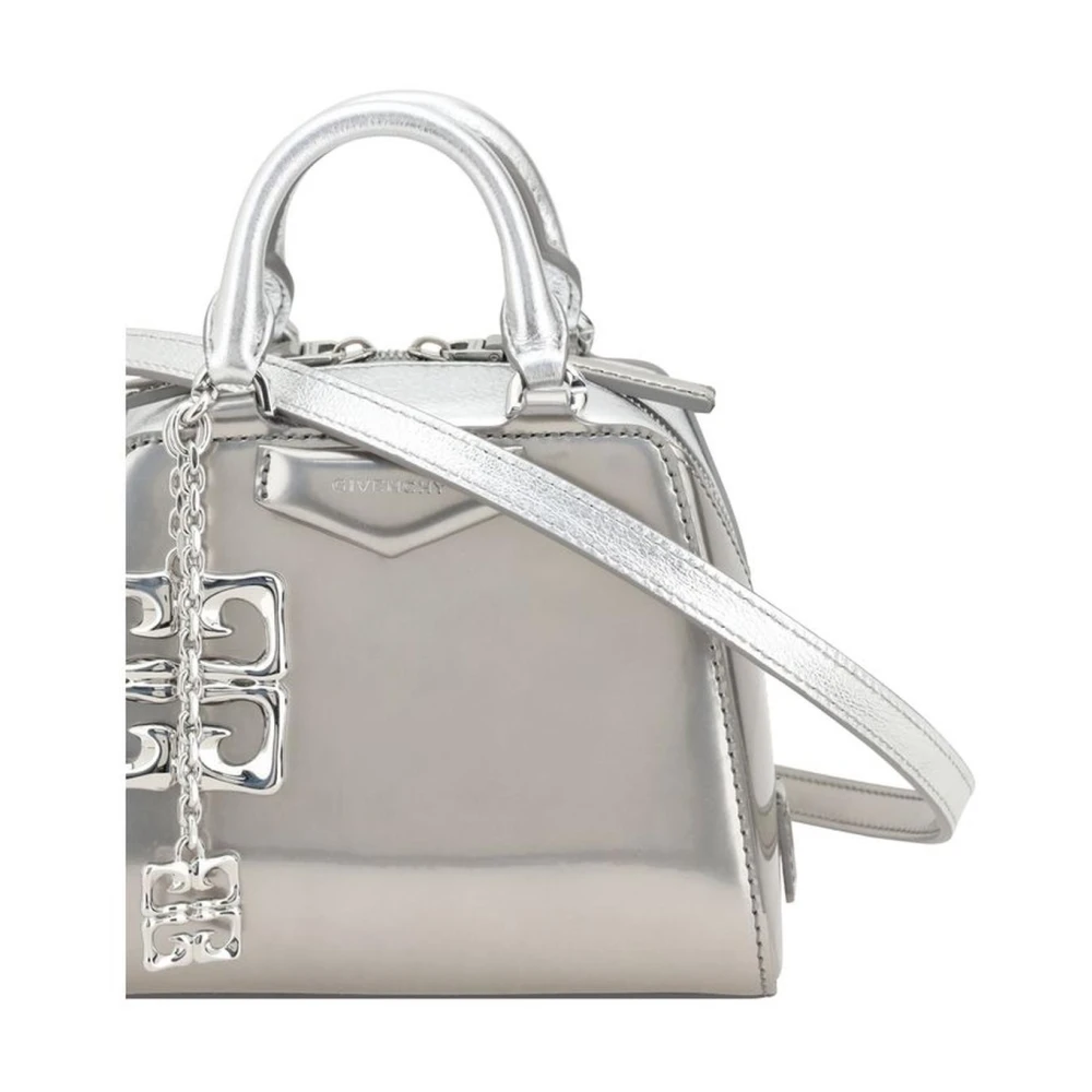 Givenchy Cube Leren Schoudertas met Handtekeningdetails Gray Dames