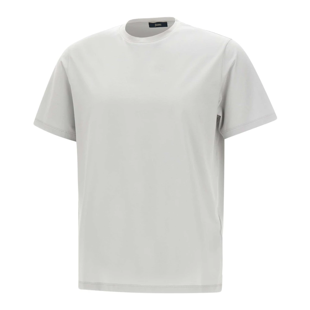 Herno Mannelijk Grijs Tops Heren, M, Katoen, Superfijn Katoenen Stretch T-Shirt