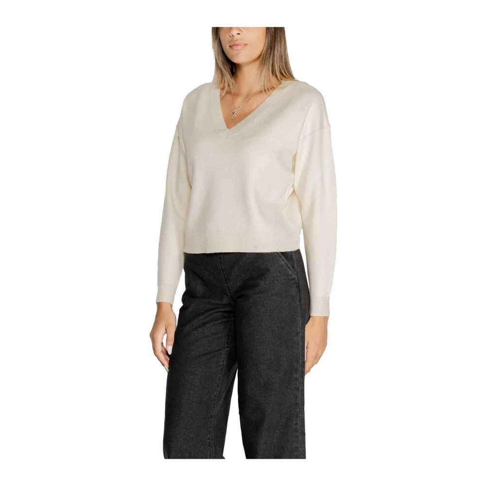 Vero Moda Witte V-hals Gebreide Trui White Dames
