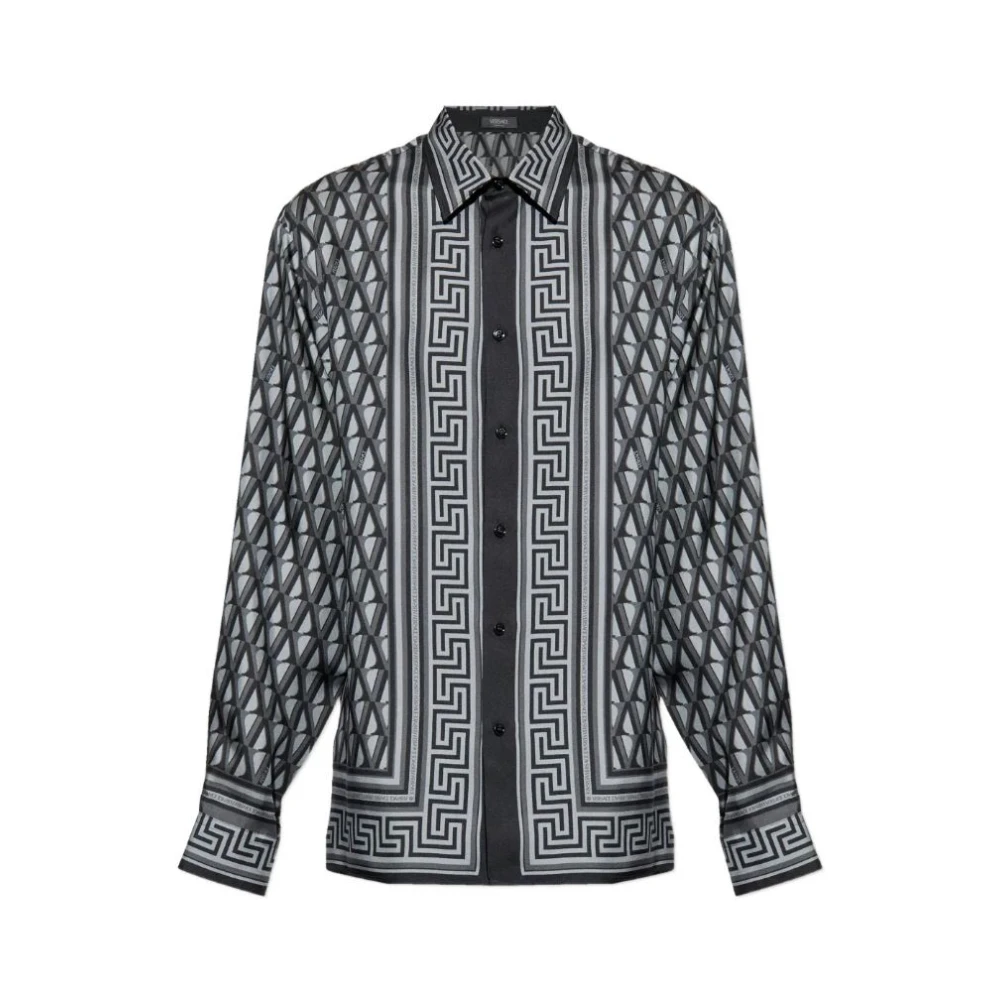 Versace Uomo Multicolor Camicia Regular In Twill Di Seta Stampata