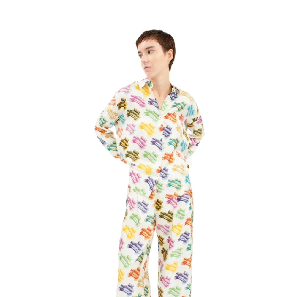 Odeeh Zwembadstoelen Blouse Oversized Schouder Multicolor Dames